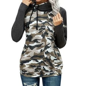 CAMO PRINT DOUBLE HOOD LIGHTWEIGHT ACCENT HOODIE SIZE 2XL (18-20)